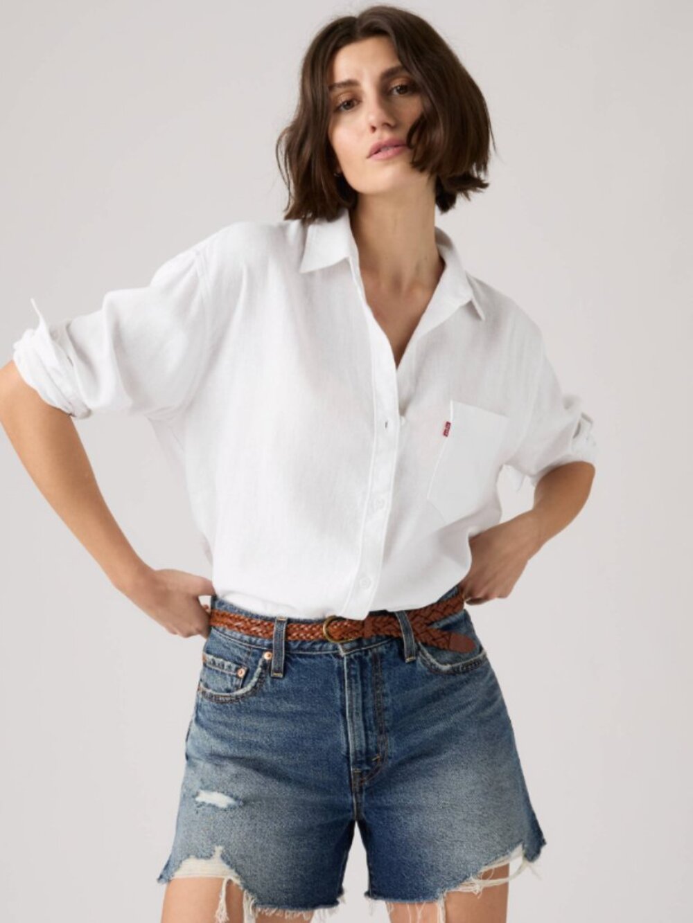 Levi’s Harlie Boyfriend Shirt Bright White Size Small